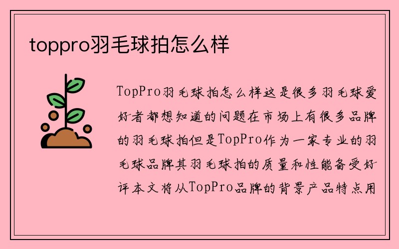 toppro羽毛球拍怎么样