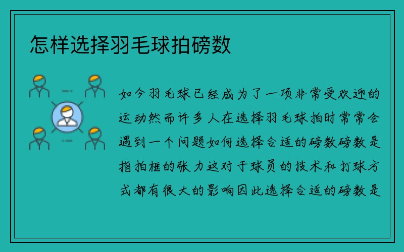 怎样选择羽毛球拍磅数