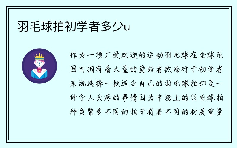 羽毛球拍初学者多少u